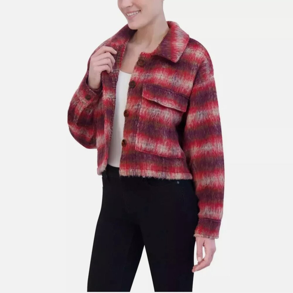 Vigoss Brushed Plaid Crop Button Jacket - Picture 4 of 4
